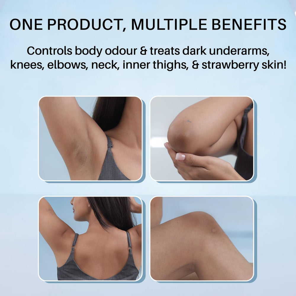 DermDoc applied to underarm by model highlighting targeted smoothing benefit
