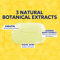 Dermisa brightening bar side label showing ingredient list and usage directions