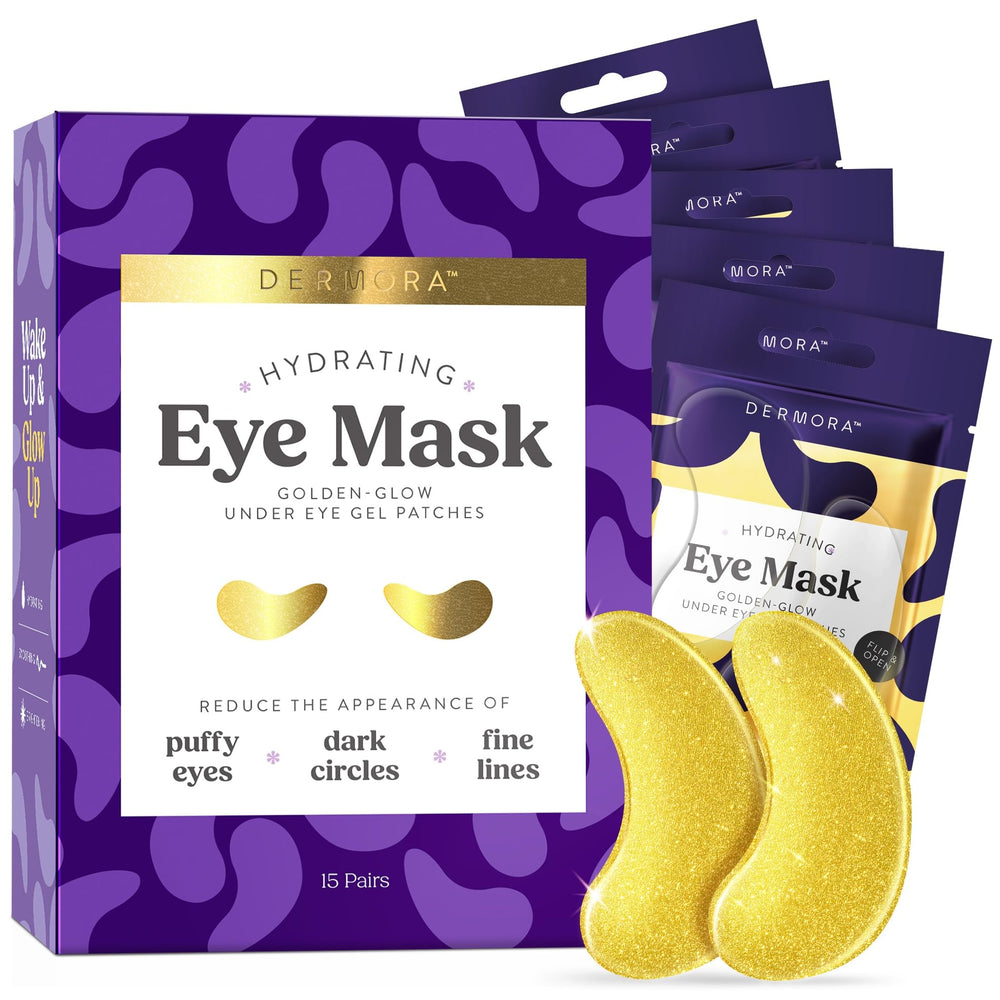 DERMORA front packaging showing golden glow patches and benefits