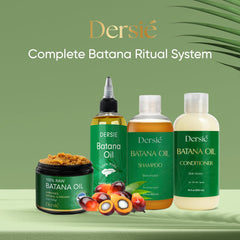 Dersie oil paired with shampoo and conditioner for a complete routine