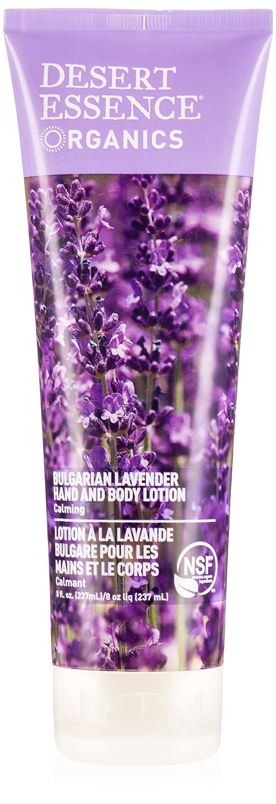 Desert Essence bottle front view showing label and lavender scent benefit