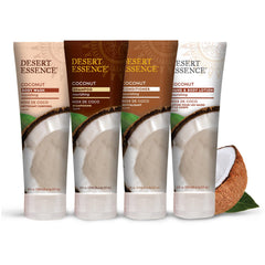 Desert Essence bottle staged in bathroom for lifestyle use and routine integration benefit