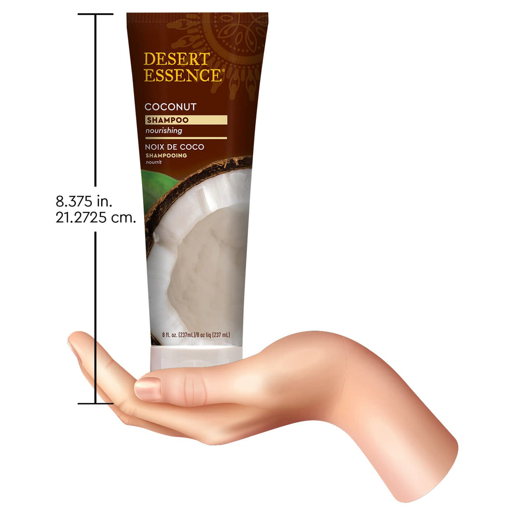 Desert Essence ingredient display with coconut and hemp for nourishing benefit