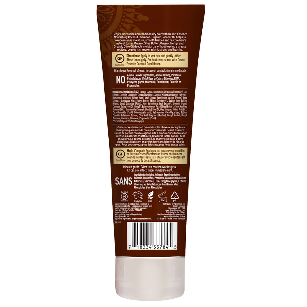 Desert Essence shampoo lather texture demonstrating rich, moisturizing foam