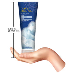 Desert Essence foam texture on hand showing mild lather that cleans without stripping