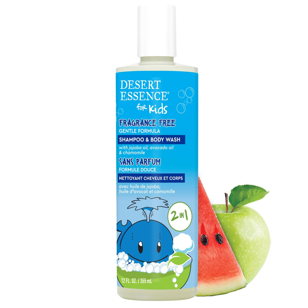 Desert Essence front packaging showing gentle 2-in-1 cleanser benefit