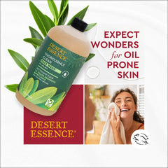 Desert Essence ingredients label closeup displaying organic and vegan certifications