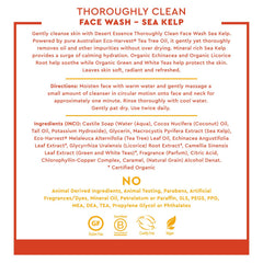 Desert Essence pump and label close-up highlighting clean branding and instructions