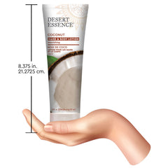 Desert Essence pump nozzle close-up demonstrating easy dispensing and neat application