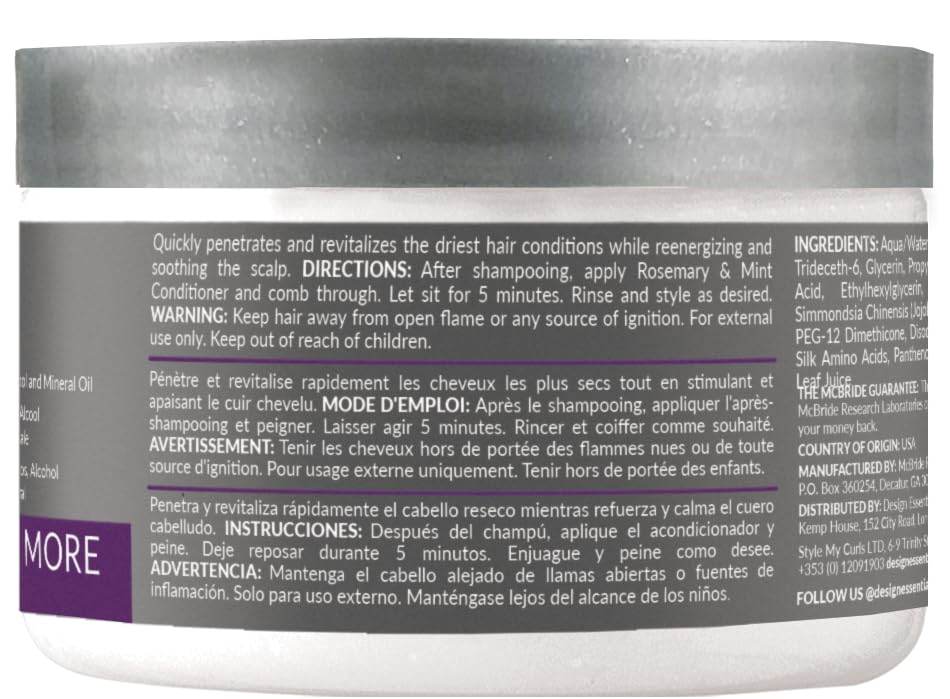 Design Essentials conditioner texture poured on hand highlighting moisture