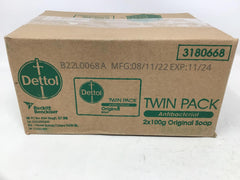 Twelve Dettol soap bars lined up for bulk supply and long-lasting use