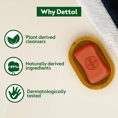 Dettol six bars lined up illustrating convenient family pack benefit
