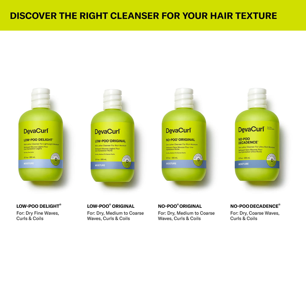 DevaCurl No-Poo Original 3 fl oz bottle next to hand for size and portability