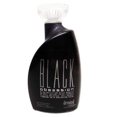 Devoted Creations bottle front view showing matte black bronzer packaging and brand