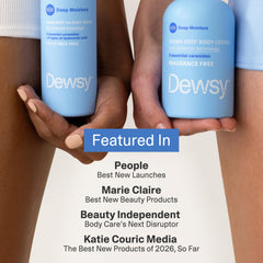 Dewsy Down Deep being smoothed on arm for visible hydration benefit