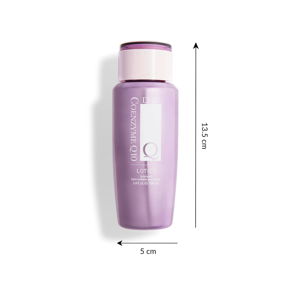 DHC CoQ10 lotion bottle beside serum illustrating improved product absorption benefit