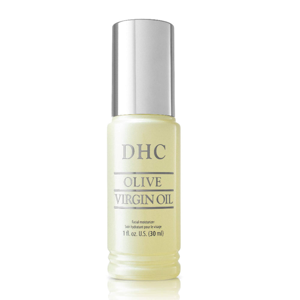 DHC bottle front view showing clean packaging and lightweight oil benefit