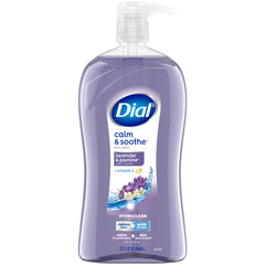Dial bottle front view showing 32 fl oz and calming scent benefits