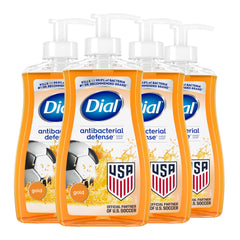 Dial front packaging showing Gold scent and four-pack convenience benefit