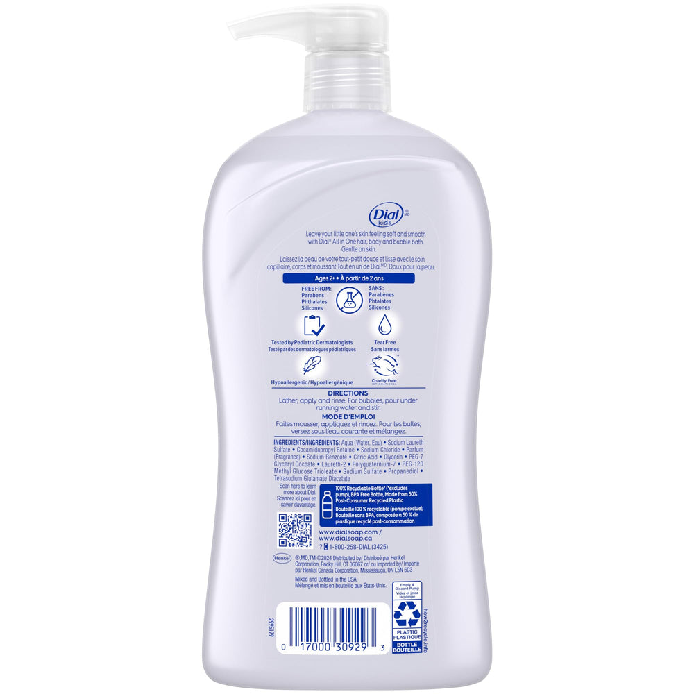 Dial ingredient label detail showing hypoallergenic and free-from benefits
