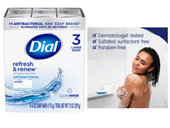 Dial Refresh & Renew lather on hand demonstrating rich foam and easy rinsing