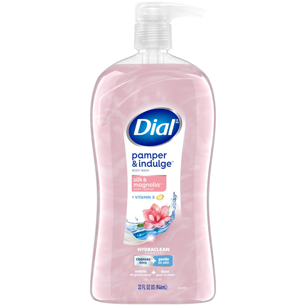 Dial bottle front packaging showing silk and magnolia scent benefits