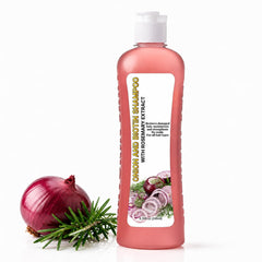 DIARO front bottle showing onion rosemary shampoo and clear product benefits