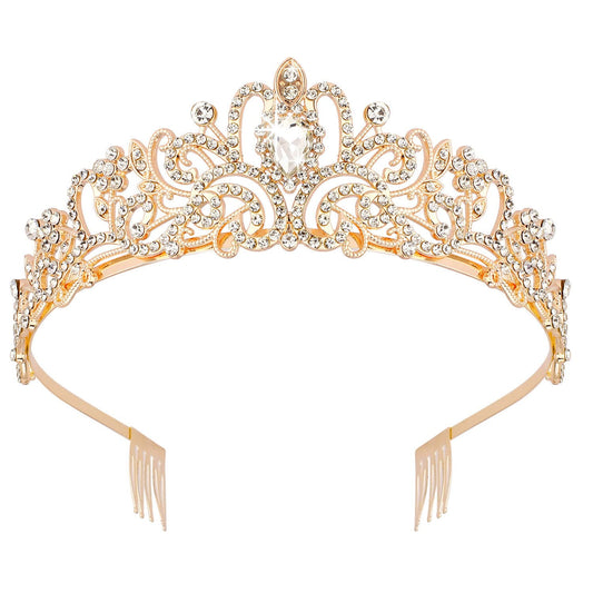 Didder gold tiara front view showing regal shape and instant elegance