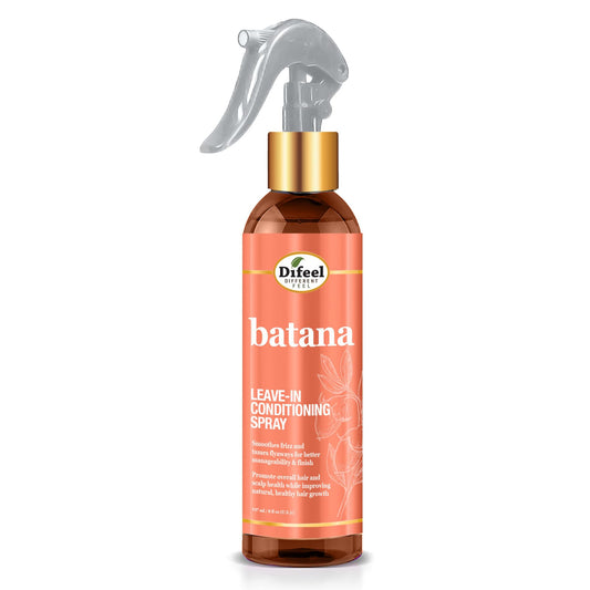Difeel front packaging showing the 8 oz Batana leave-in spray and brand benefit