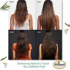 Before and after hairline comparison suggesting improved density with Difeel use