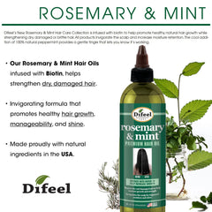 Close-up of Difeel label showing rosemary, mint, and biotin ingredients clearly