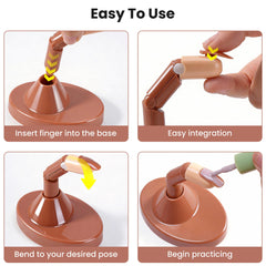 Difenni finger in use on table, enabling detailed nail-art practice
