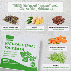 Difethen open sachet revealing herbal blend for a warming foot soak benefit