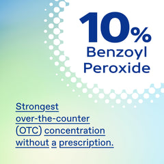 Differin ingredient panel label highlighting 10% benzoyl peroxide strength