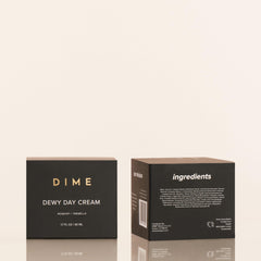 DIME products paired with cleanser and serum suggesting routine use
