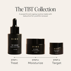 DIME eye cream beside coin to show 0.5 oz compact travel-friendly size