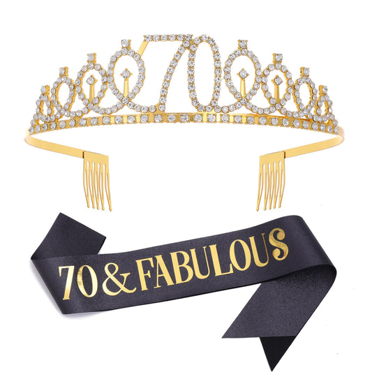 Dimetey sash front display shows elegant black glitter and gold text for celebrant