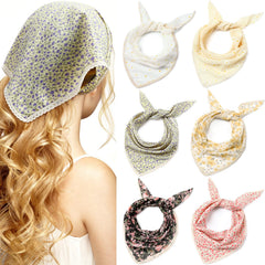 Dingion front view of six floral bandanas, ready to rotate styles