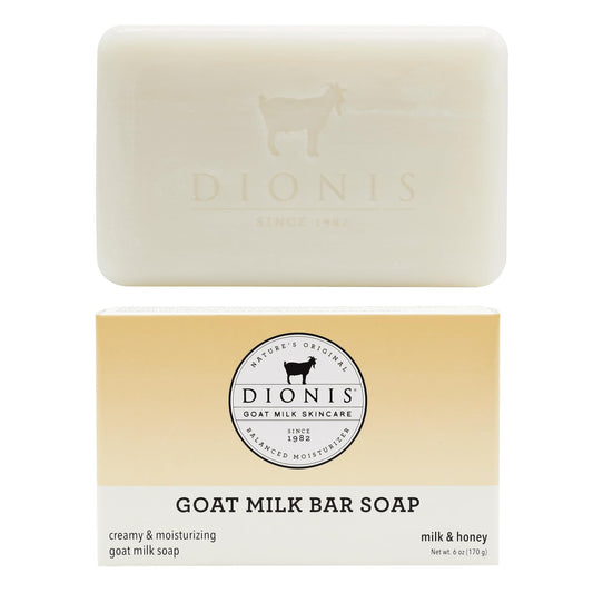 Dionis front packaging showing Milk & Honey bar and brand for clear identification