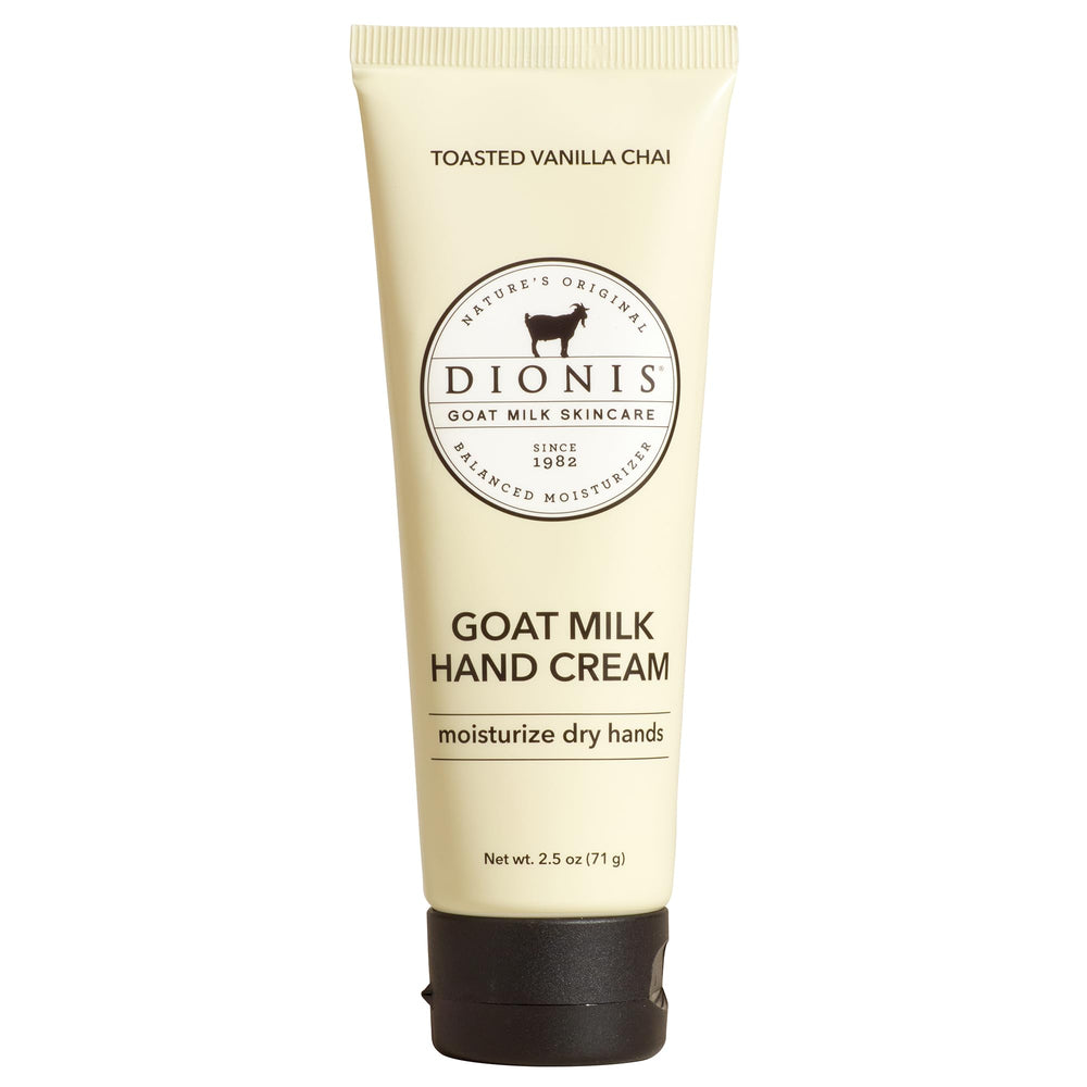 Dionis front tube view showing branding and Toasted Vanilla Chai scent benefit