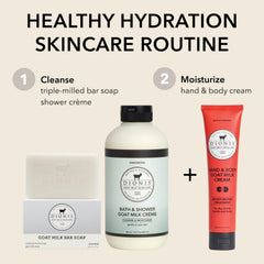 Applying Dionis lotion to hands demonstrating soothing, non-greasy finish