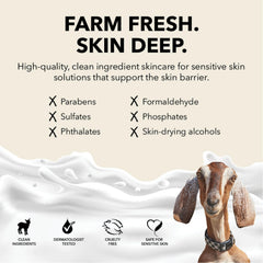 Dionis goat milk ingredient focus with milk pour emphasizing natural nourishment