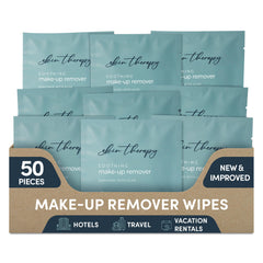 Diversified Hospitality front packaging showing case of 50 individually wrapped wipes and benefits