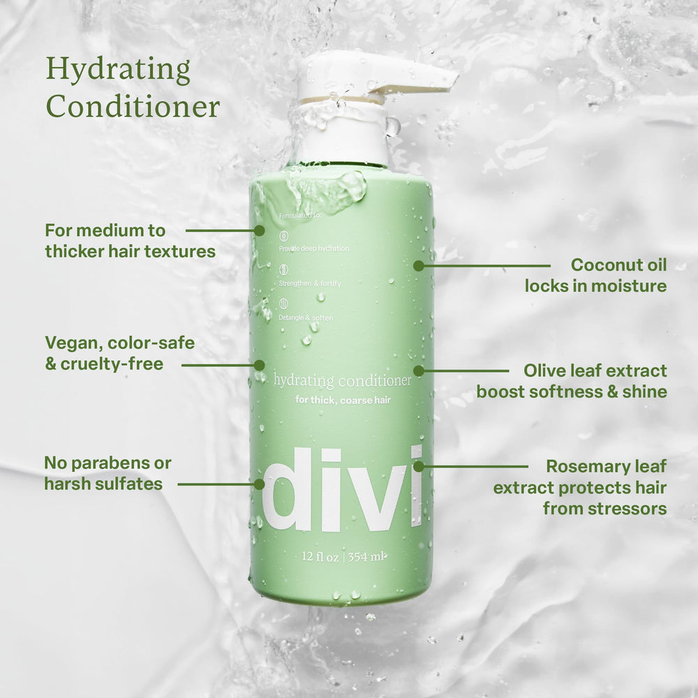 Divi bottle back label with ingredient list and usage instructions visible