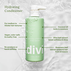 Divi bottle back label with ingredient list and usage instructions visible