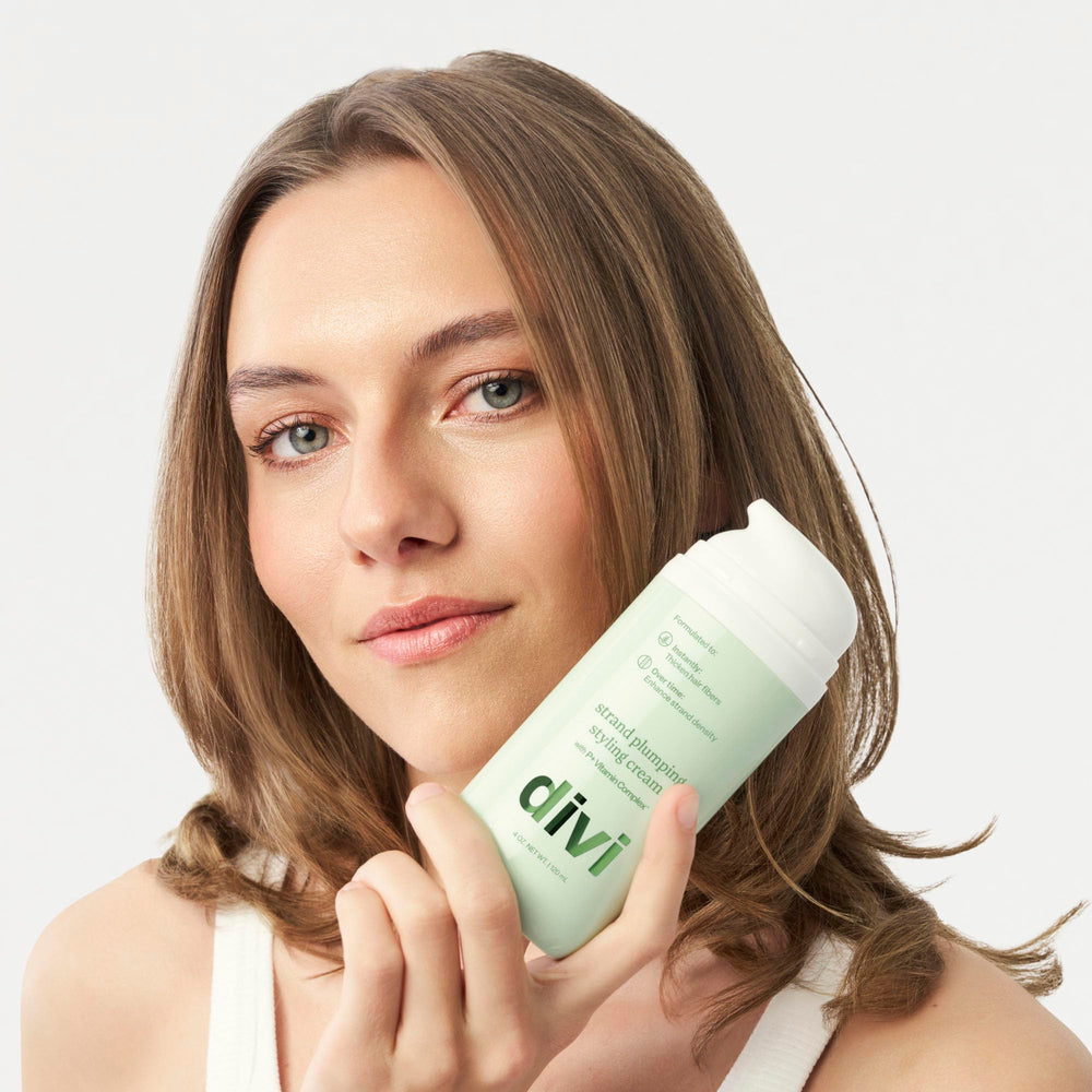 divi on bathroom counter styled scene promoting daily styling routine