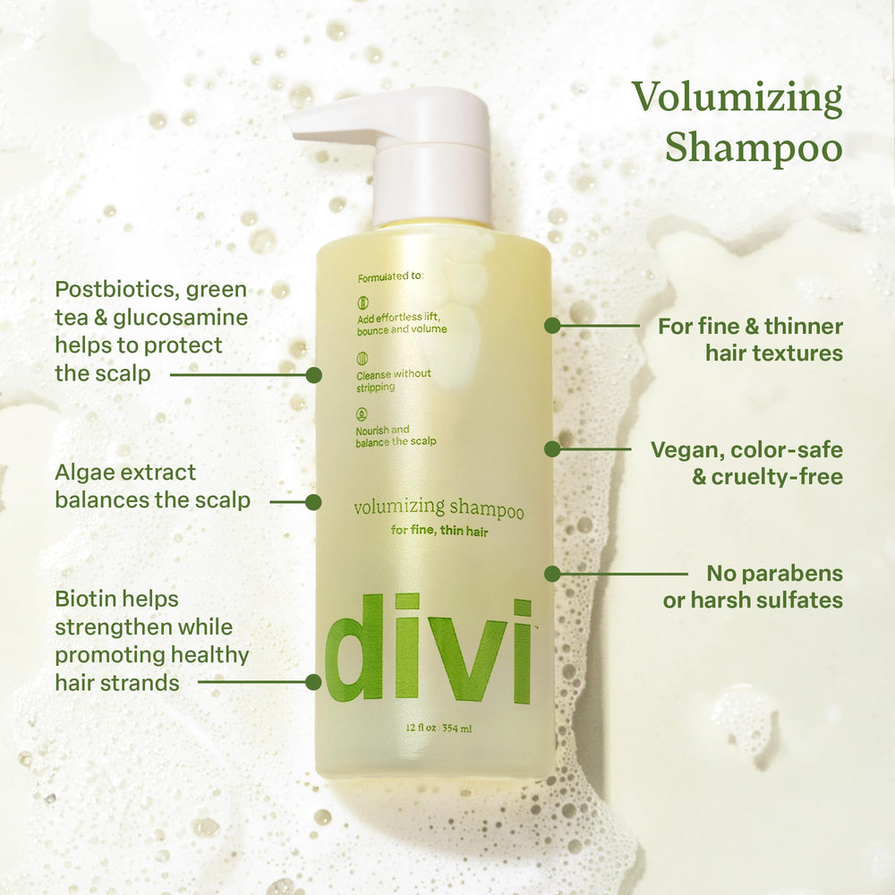 Divi bottle back label highlighting ingredients and benefits
