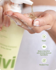 Divi bottle in shower suggesting daily use and scalp clarity