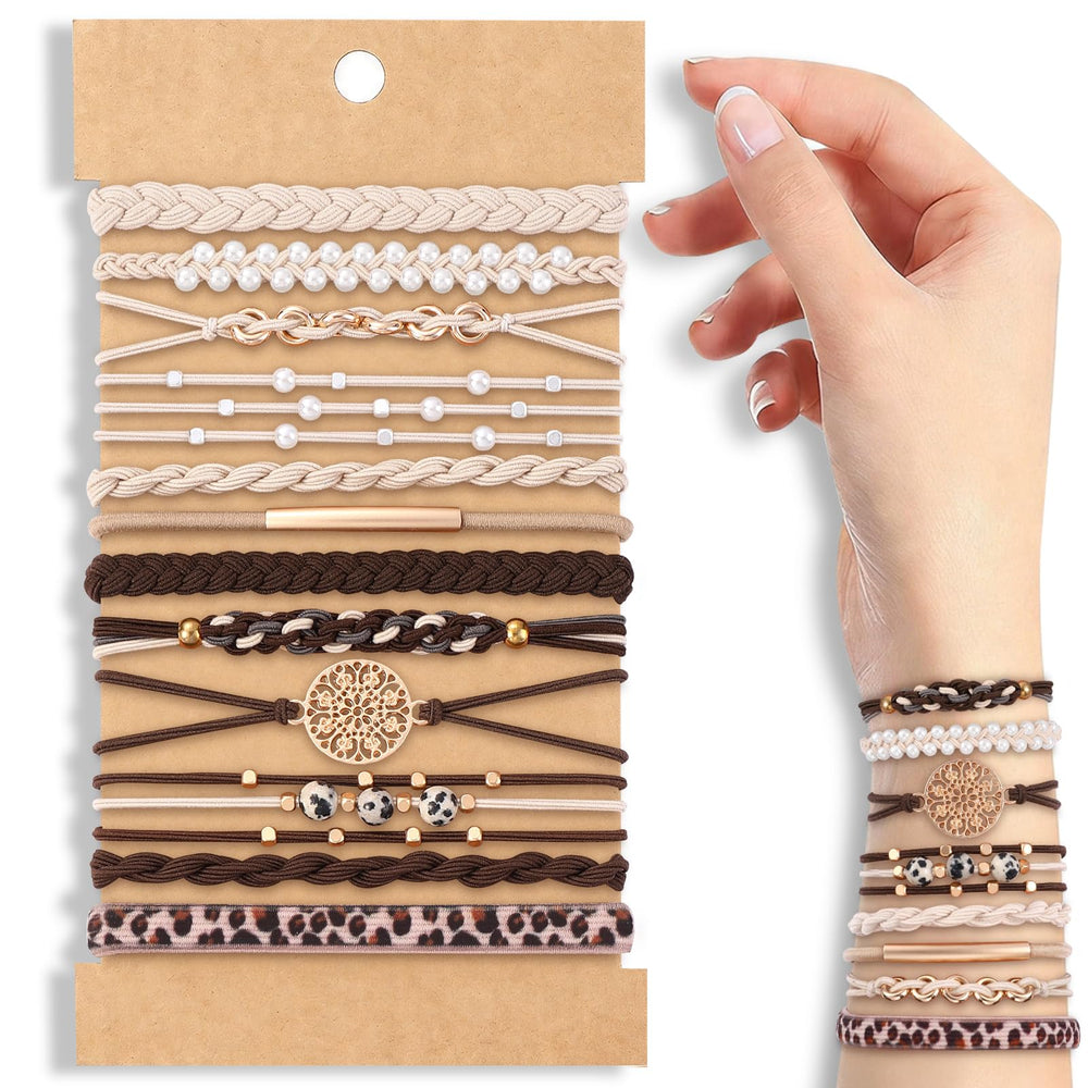 DIYDEC front packaging showing 12 hair ties and pearl accents for gifting