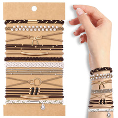 DIYDEC front view of silvery hair ties set shows neutral styling benefit